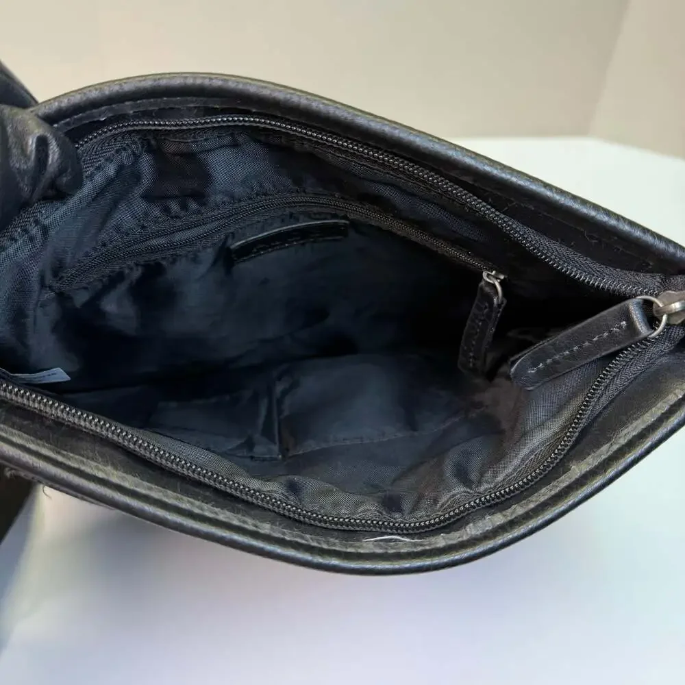 Aldo Black Leather Messenger Bag